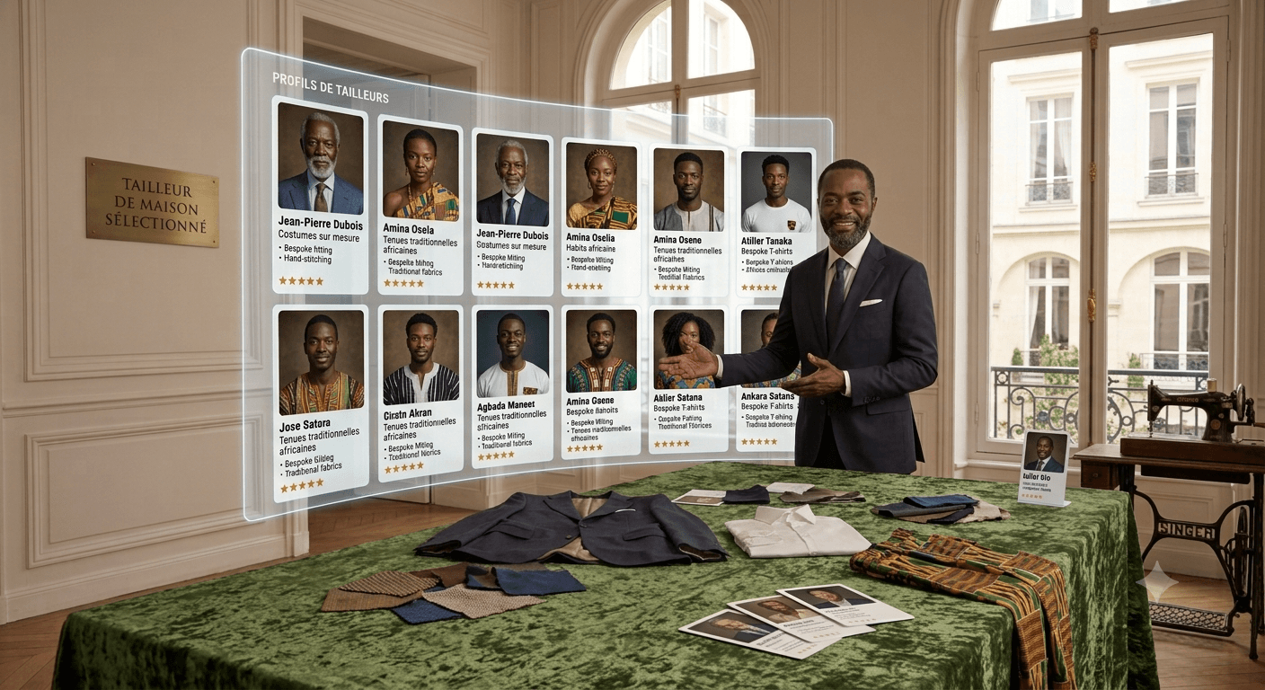 Sélection de profils de tailleurs présentée dans un atelier